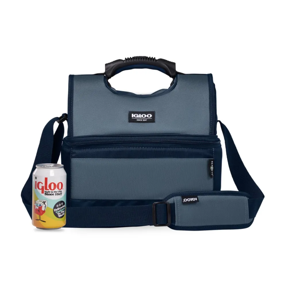 00066114-Igloo-16-Can Dual Compartment Insulated Gripper Lunch Bag - Blue