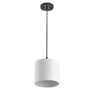 1-Light White Cylinder Shade Dimmable Adjustable Pendant Lighting