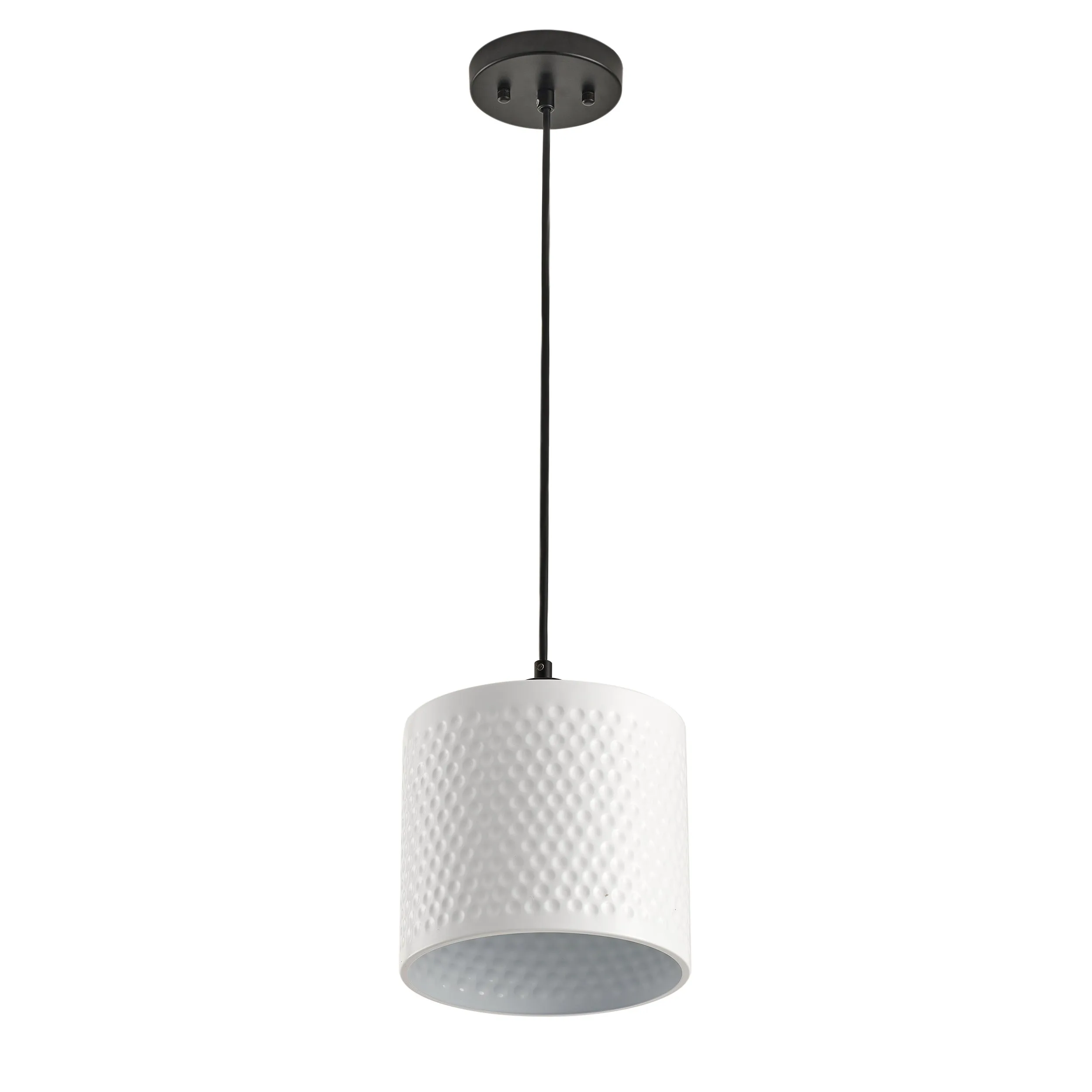 1-Light White Cylinder Shade Dimmable Adjustable Pendant Lighting