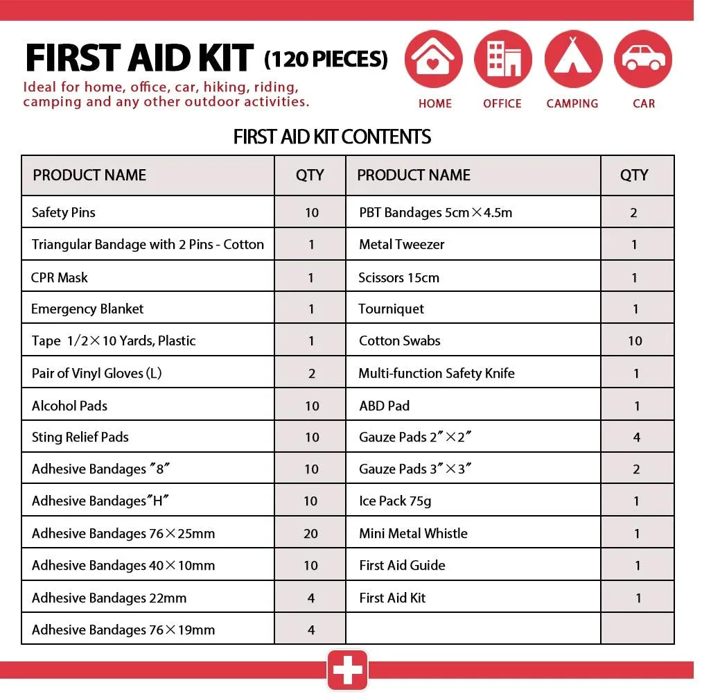 120 Pieces First Aid Kit, Tactical Trauma Kit Reflective Stripe, Great for Camping, Survival, Hiking, Rescue Camouflage