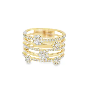 14K Yellow Gold 0.75ct. Diamond Multi- Strand Fashion Ring