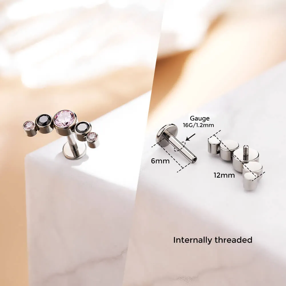 16G Titanium Internally Threaded Gorgeous Color Combo Cartilage Earring