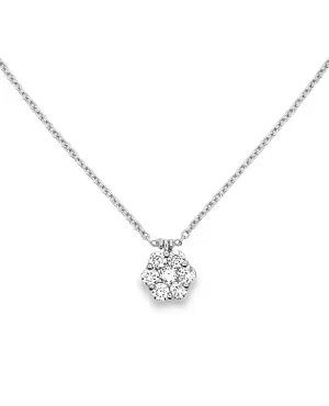 18K White Gold Diamond Cluster Necklace