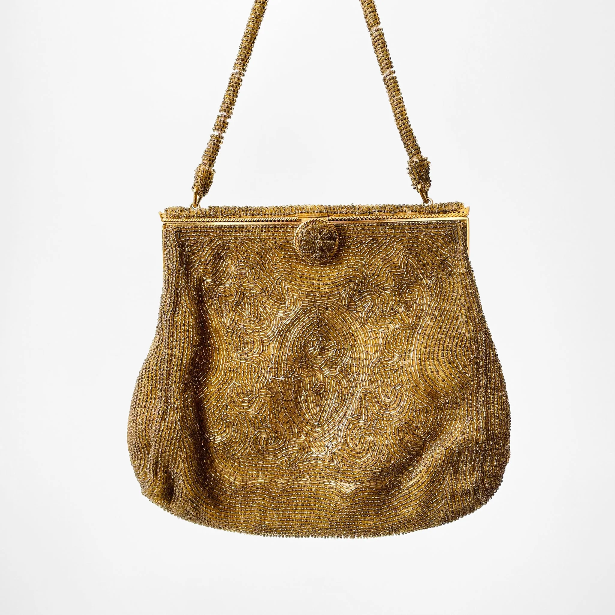 1960s Golden Beaded Evening Bag