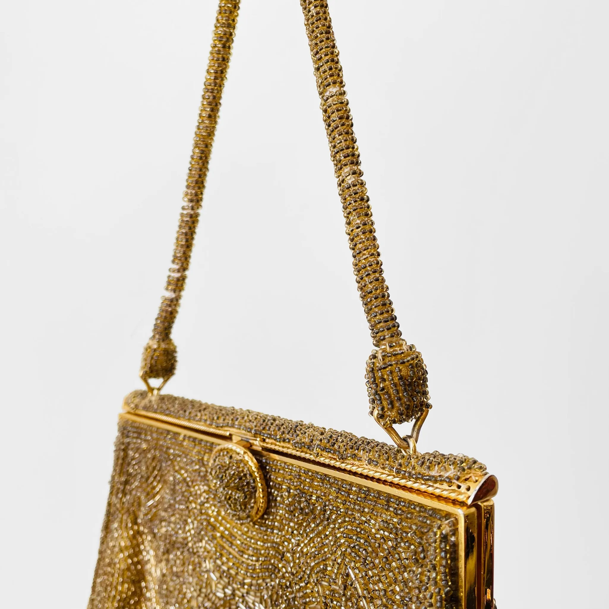 1960s Golden Beaded Evening Bag