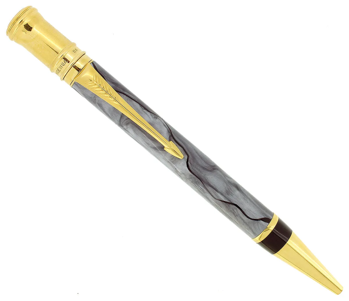 1989 PARKER DUOFOLD GREY PEARL BALLPOINT PEN MINT NEW IN BOX MADE IN UK