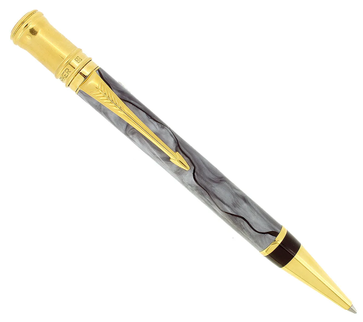 1989 PARKER DUOFOLD GREY PEARL BALLPOINT PEN MINT NEW IN BOX MADE IN UK