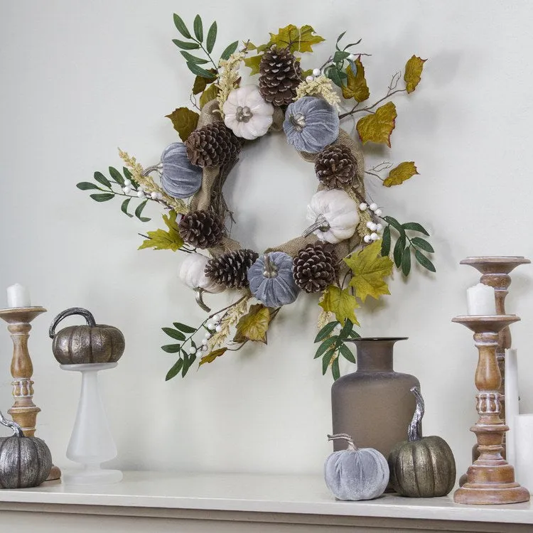 24" Unlit Pumpkins Foliage Grapevine Artificial Thanksgiving Wreath