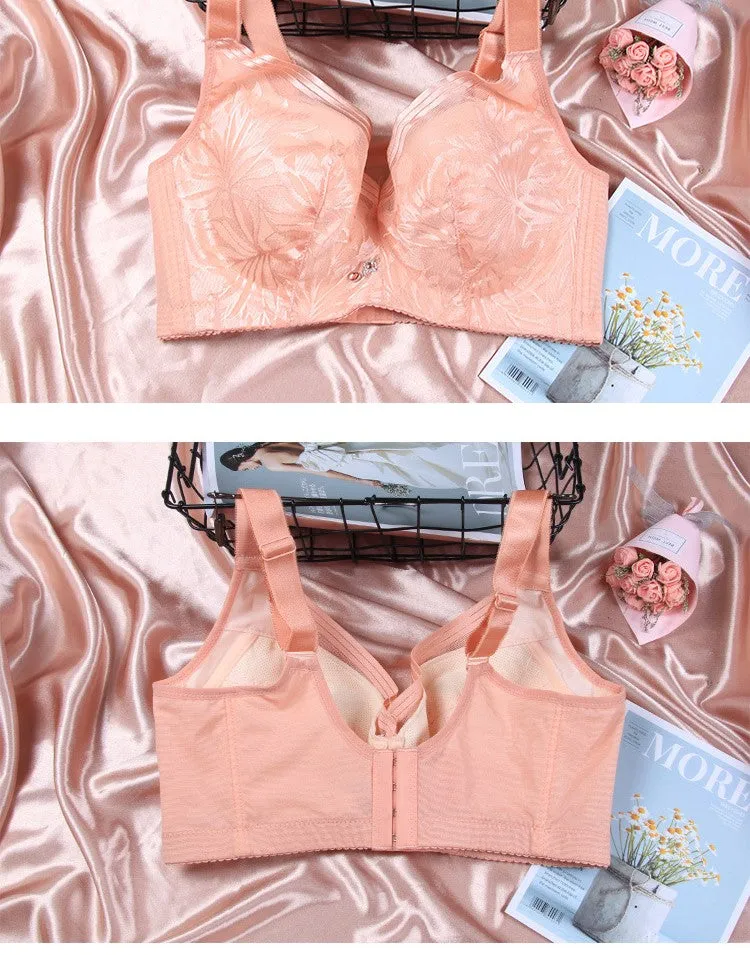 250 pounds fat mm large size full cup big chest small breathable adjustment women's underwear side breasts bra