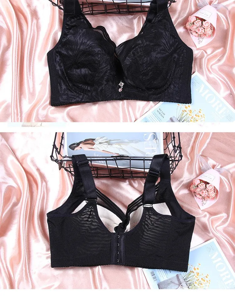 250 pounds fat mm large size full cup big chest small breathable adjustment women's underwear side breasts bra