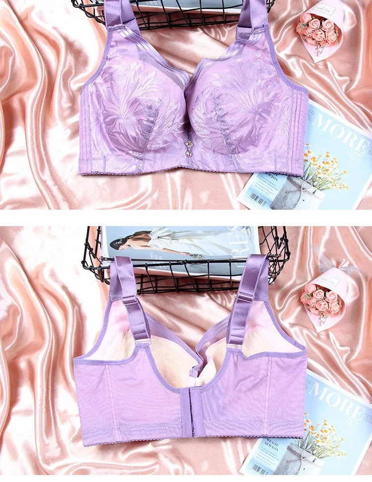 250 pounds fat mm large size full cup big chest small breathable adjustment women's underwear side breasts bra