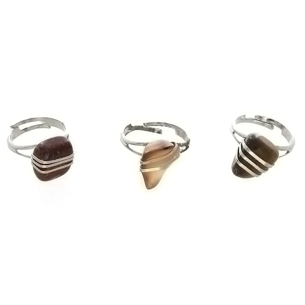 ADJUSTABLE BAND GEMSTONE NUGGET RING