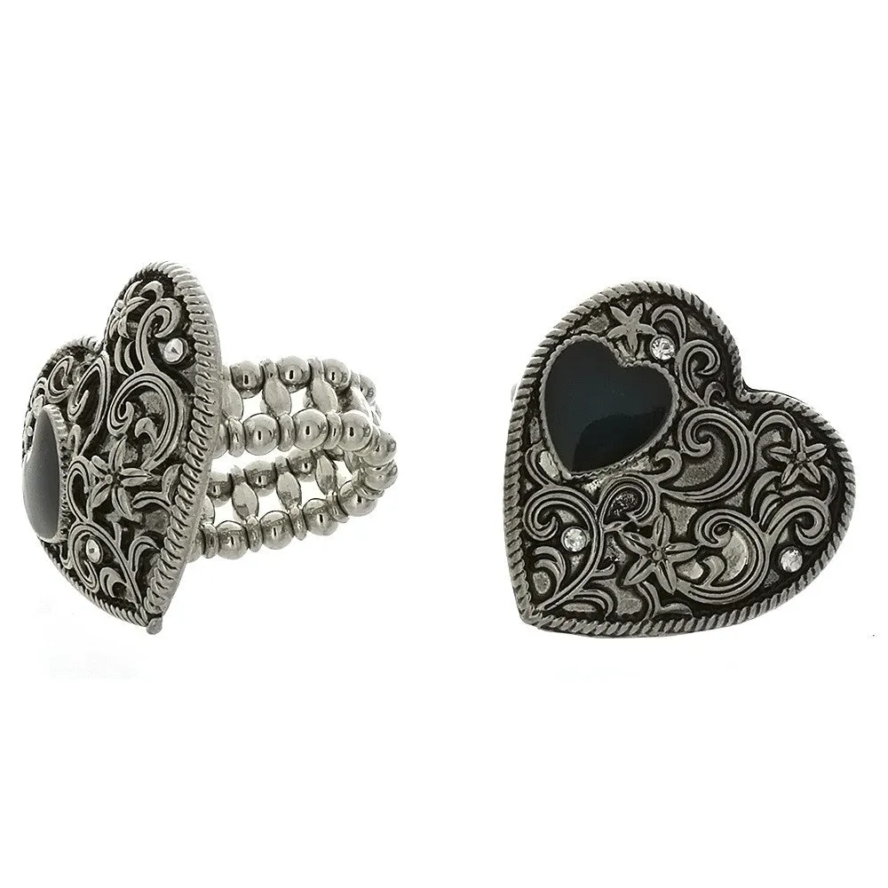 ADJUSTABLE STRETCH EPOXY HEART RING
