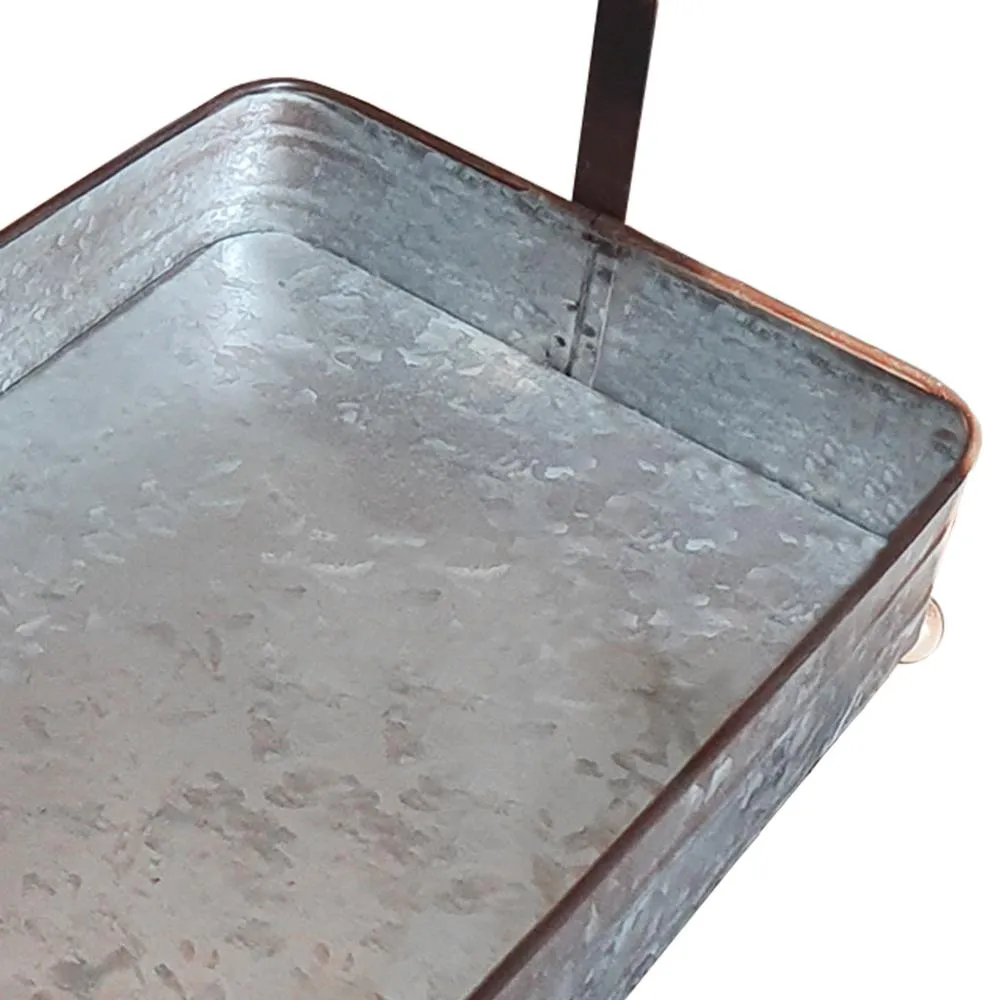 AMC0018 Rustic Style Galvanized Metal Crockery Holder with Six Cup Hooks, Gray