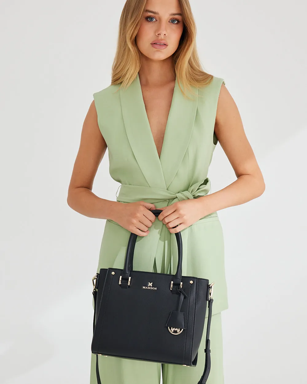 Angie Medium 3 Compartment Satchel Bag   Stripe Bag Strap
