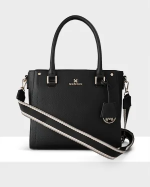 Angie Medium 3 Compartment Satchel Bag   Stripe Bag Strap