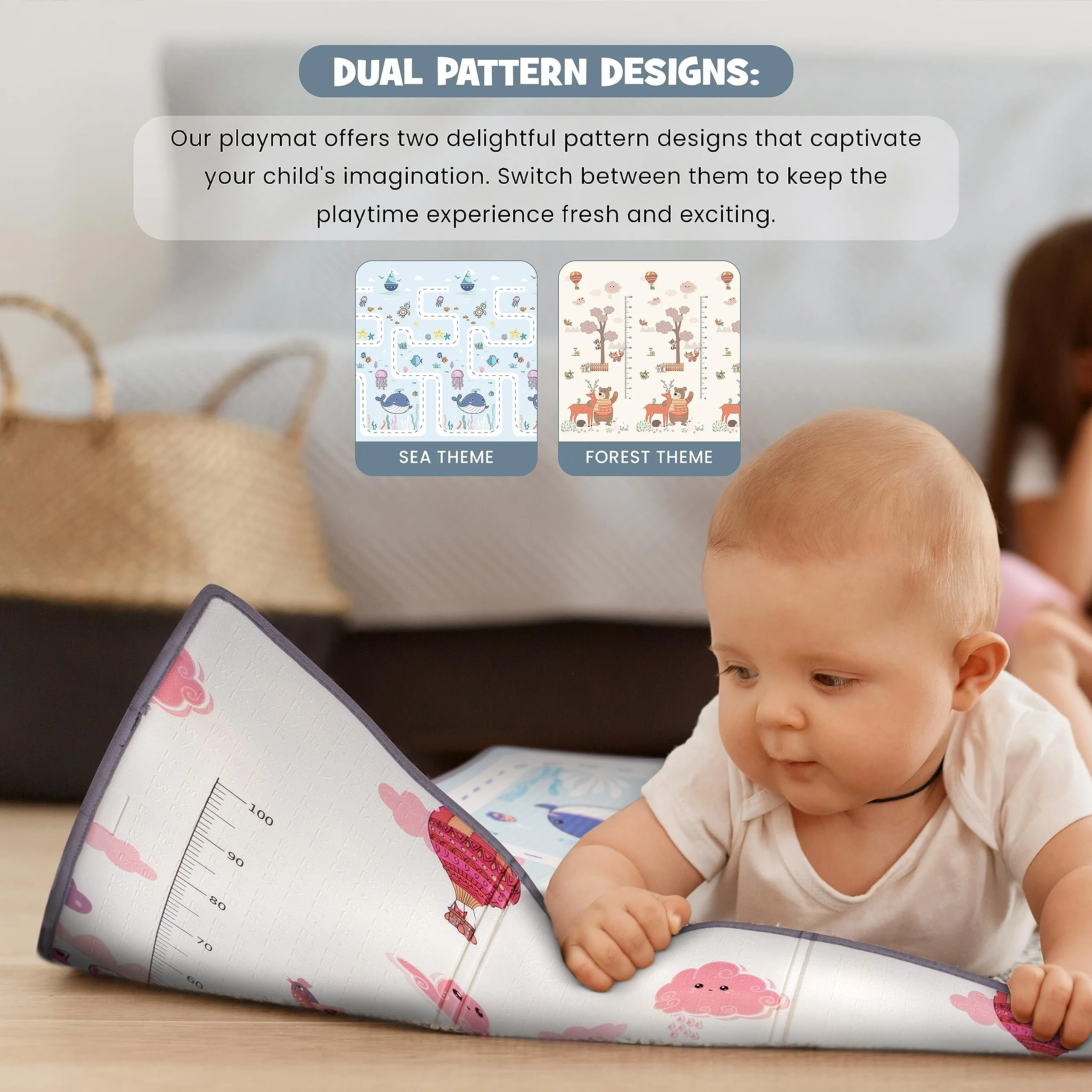 Baybee Crawling Foldable Kids Play Mat for Babies Size 180x150CM - Assorted Themes