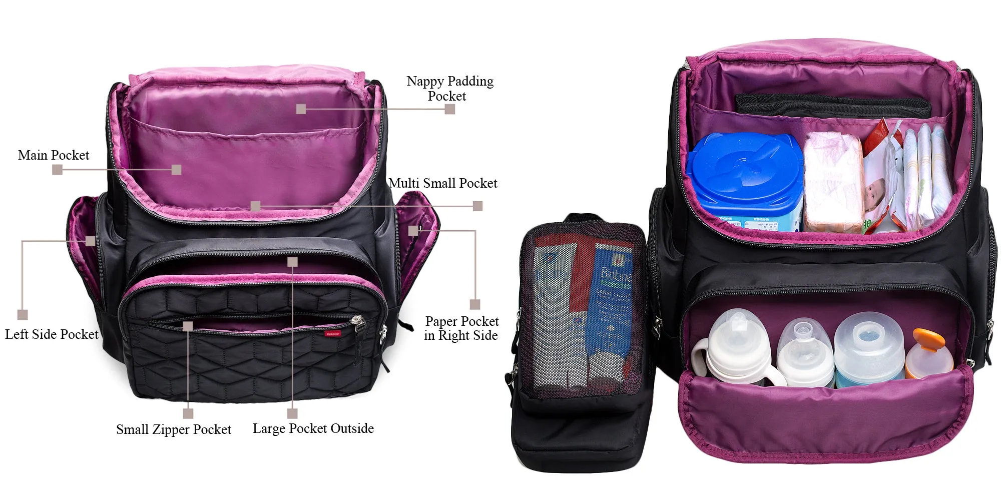 Bebamour Diaper Bag Backpack with Diaper Mat Waterproof Changing Bag for Dad/Mums