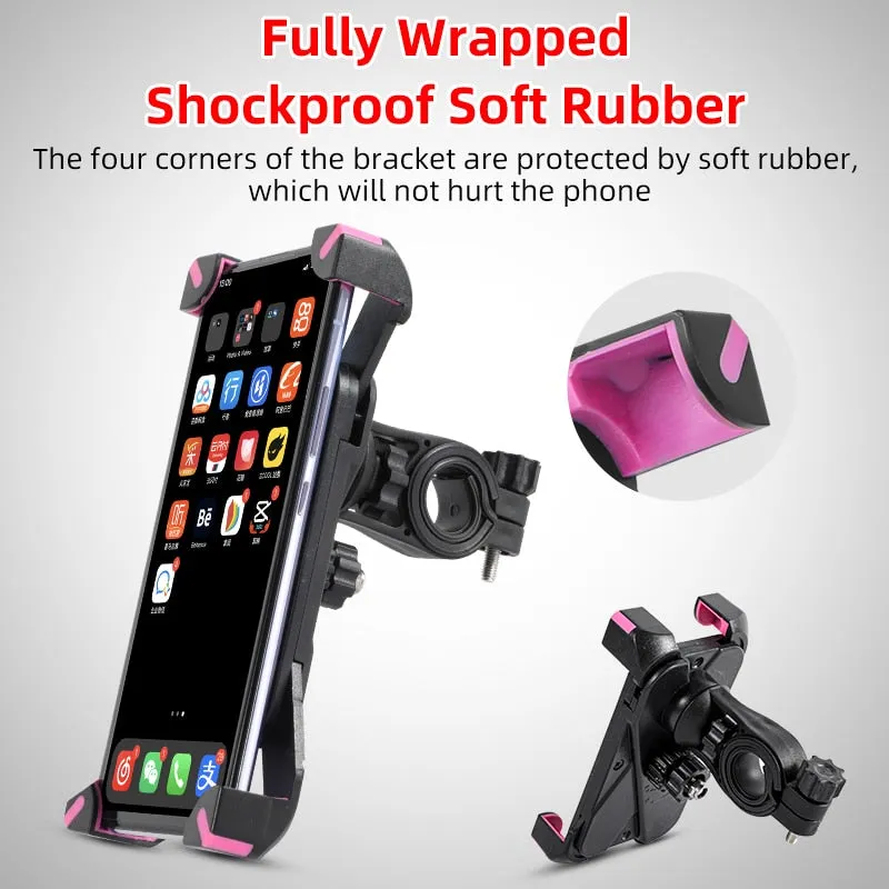 Bicycle Phone Mount 360° View Stable Lockable Cellphone Holder 6.5 Inch GPS Smartphone Bracket Bike Accessories