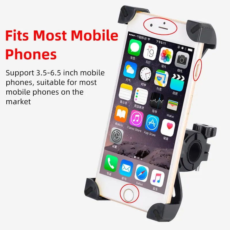 Bicycle Phone Mount 360° View Stable Lockable Cellphone Holder 6.5 Inch GPS Smartphone Bracket Bike Accessories