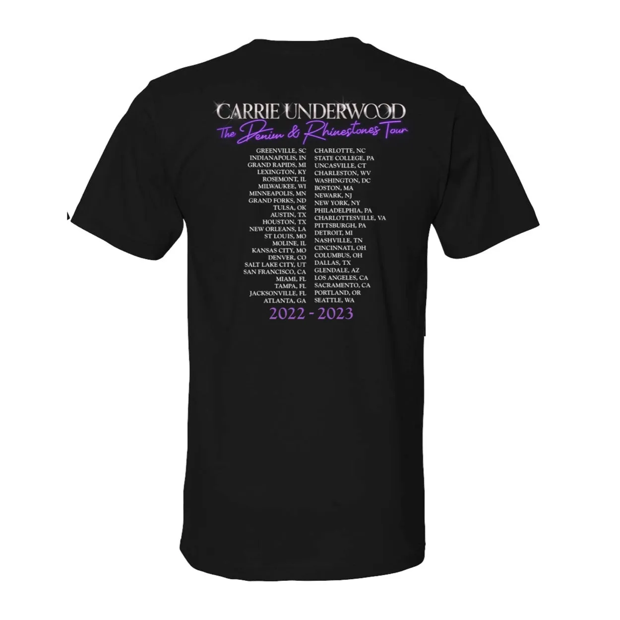 Black Admat Denim & Rhinestones Tour Itinerary T-Shirt