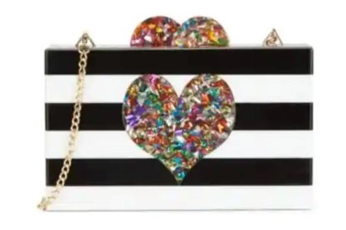 Black & White With Heart Acrylic Box Bag