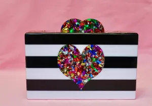 Black & White With Heart Acrylic Box Bag