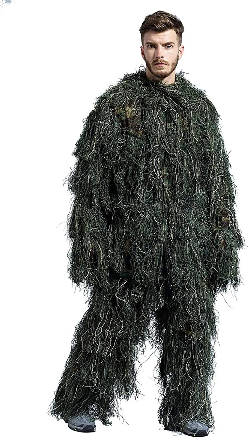 Blend Seamlessly with Nature: 3D Ghillie Suit Hunting Jacket - Ultimate Camouflage Clothing for Airsoft and Hunting Adventures