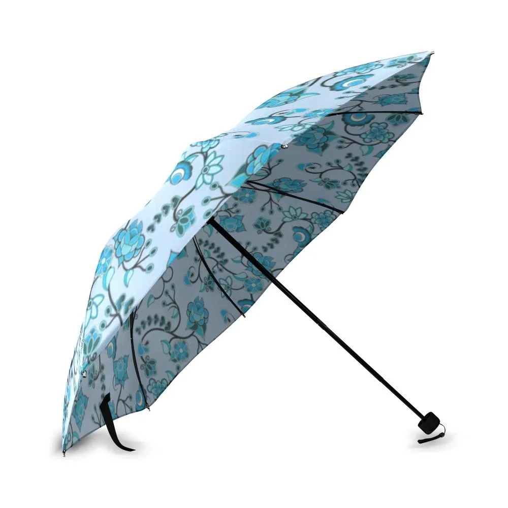 Blue Floral Amour Foldable Umbrella