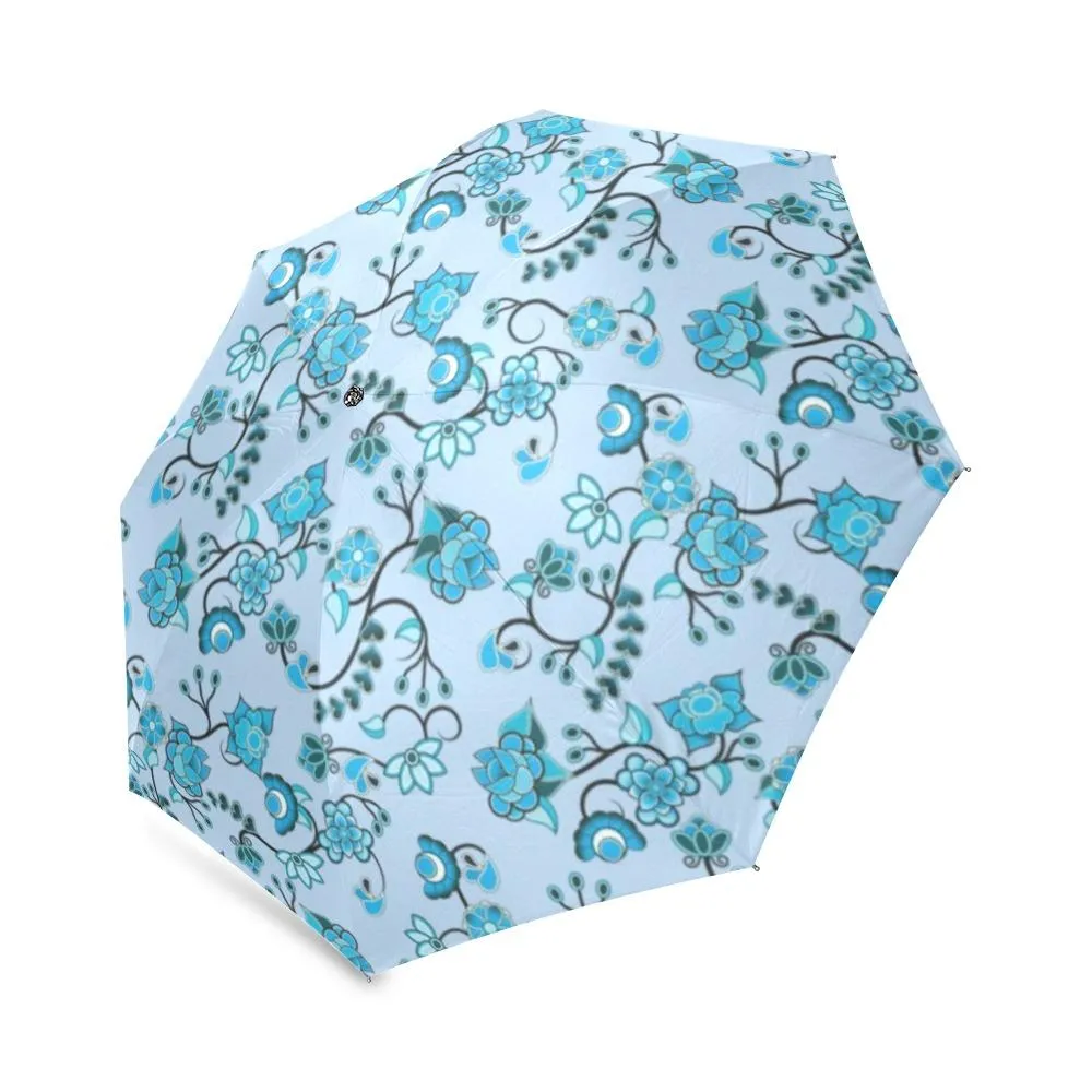 Blue Floral Amour Foldable Umbrella