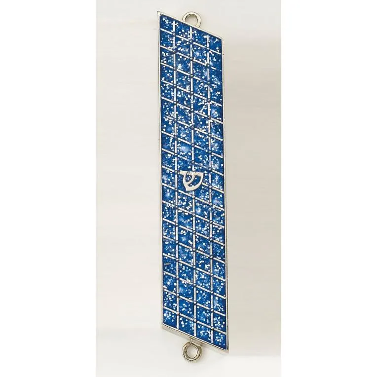 Blue Glitter Enamel Mezuzah 5" Kosher $42 Parchment included