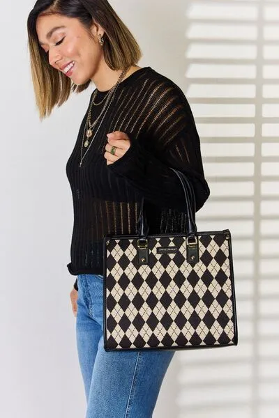 Blue Zone Planet |  David Jones Argyle Pattern PU Leather Handbag