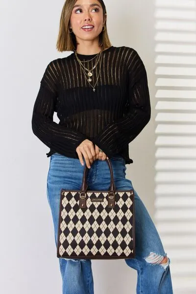 Blue Zone Planet |  David Jones Argyle Pattern PU Leather Handbag