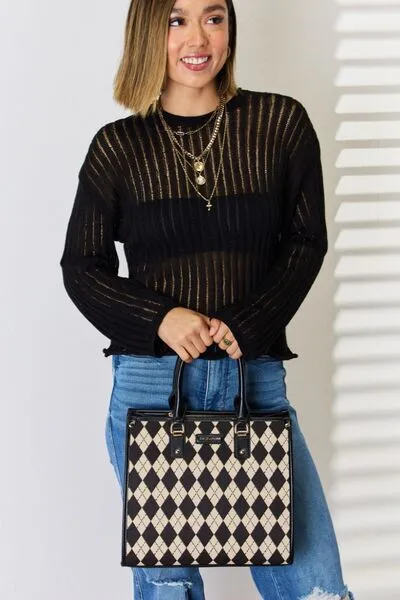 Blue Zone Planet |  David Jones Argyle Pattern PU Leather Handbag