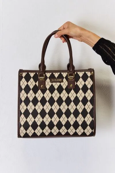 Blue Zone Planet |  David Jones Argyle Pattern PU Leather Handbag