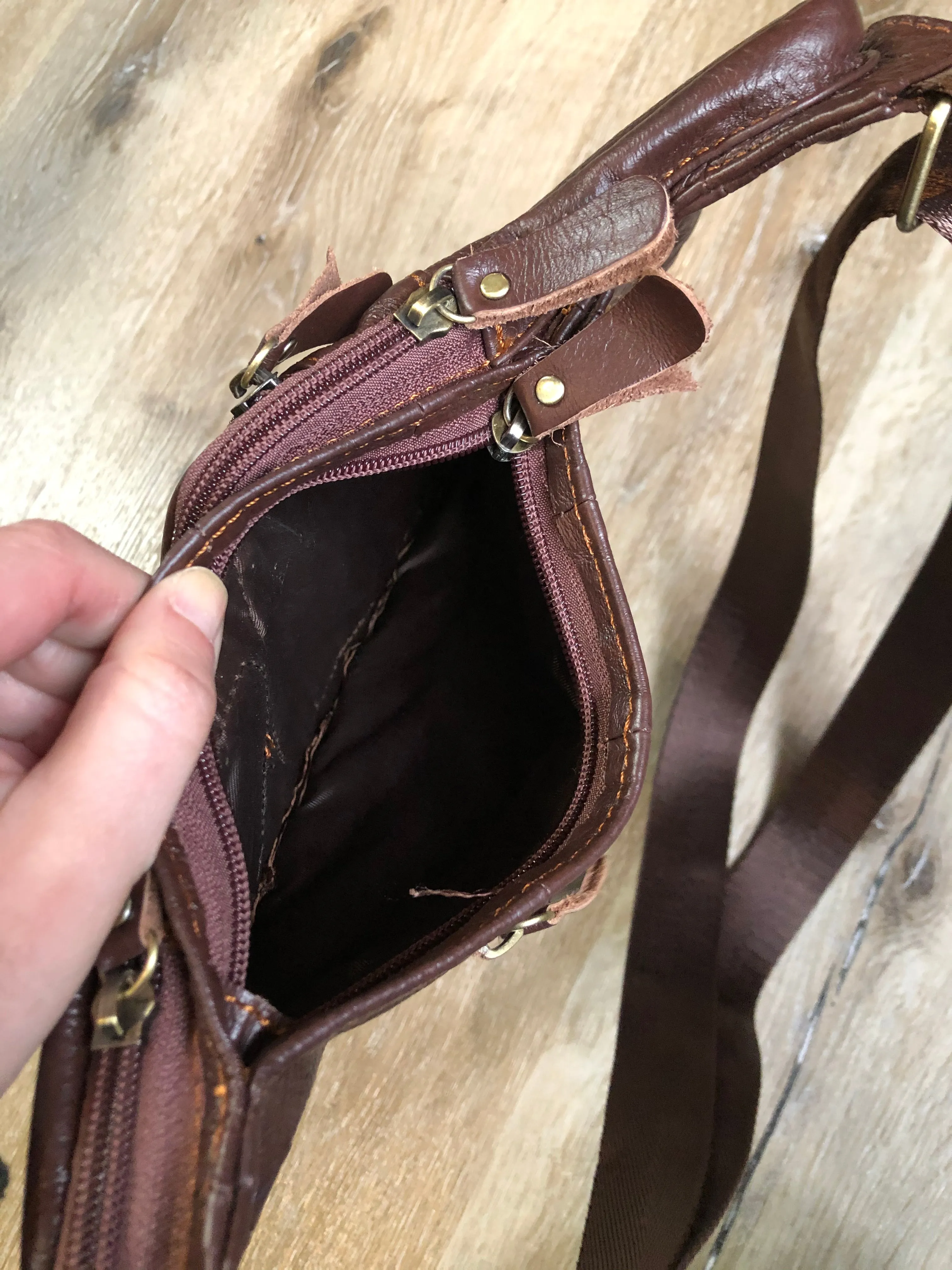 Brown Leather Small Cross Body Hybrid Messenger Bag SOLD