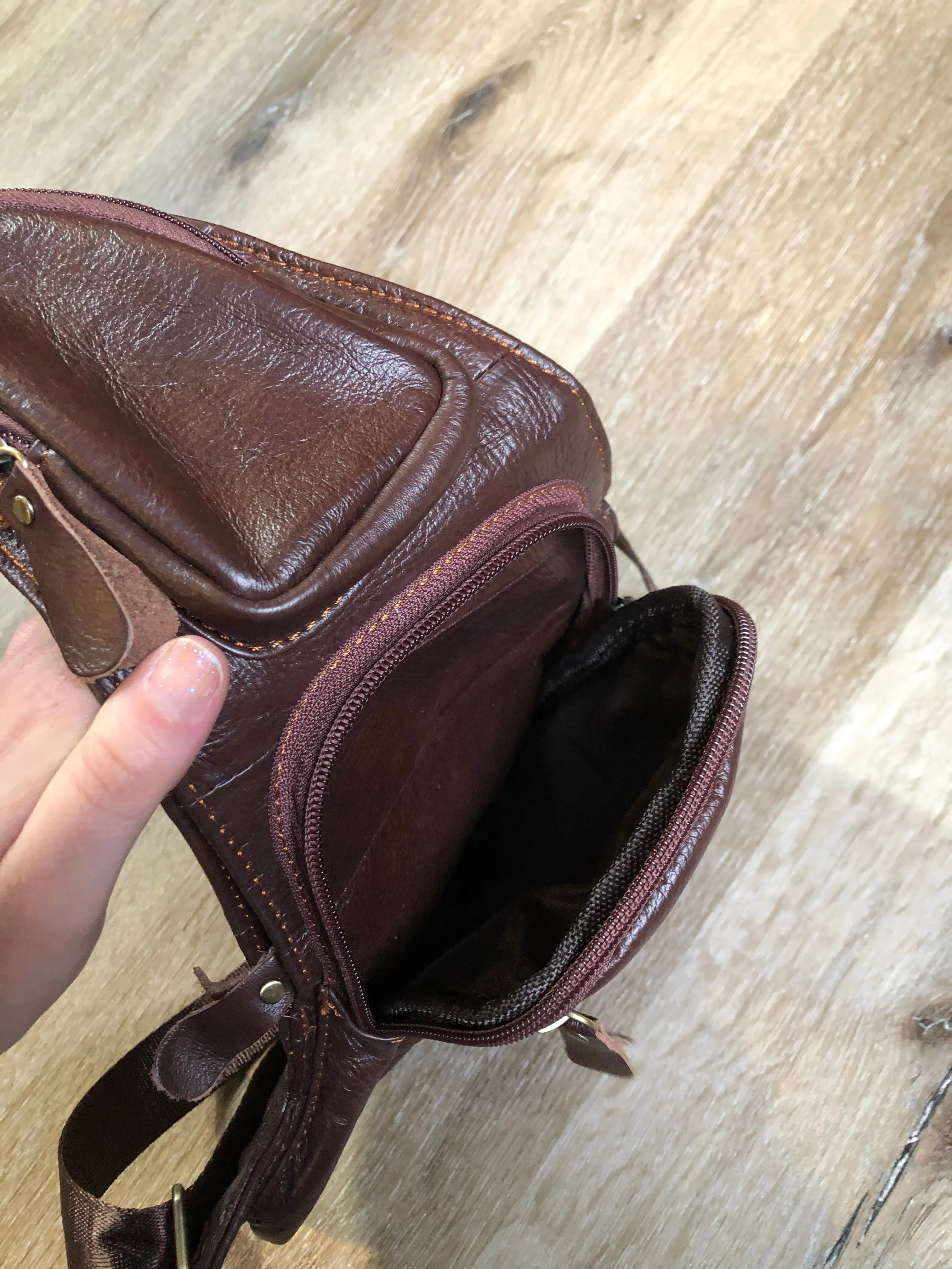 Brown Leather Small Cross Body Hybrid Messenger Bag SOLD
