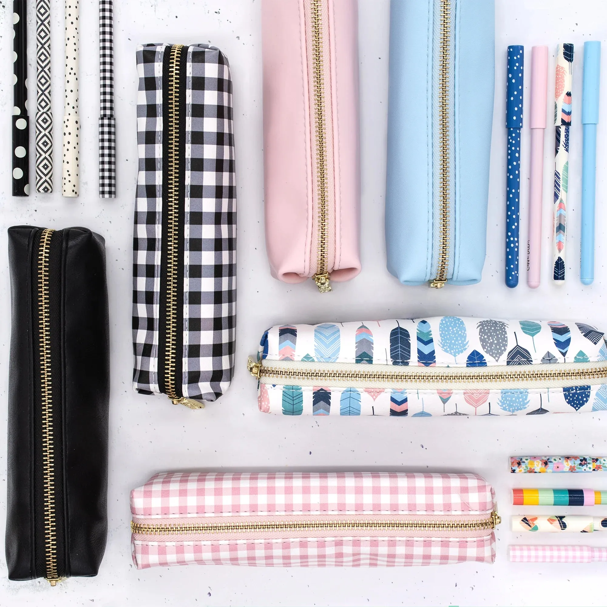 Buffalo Check Black Slim Pencil Case