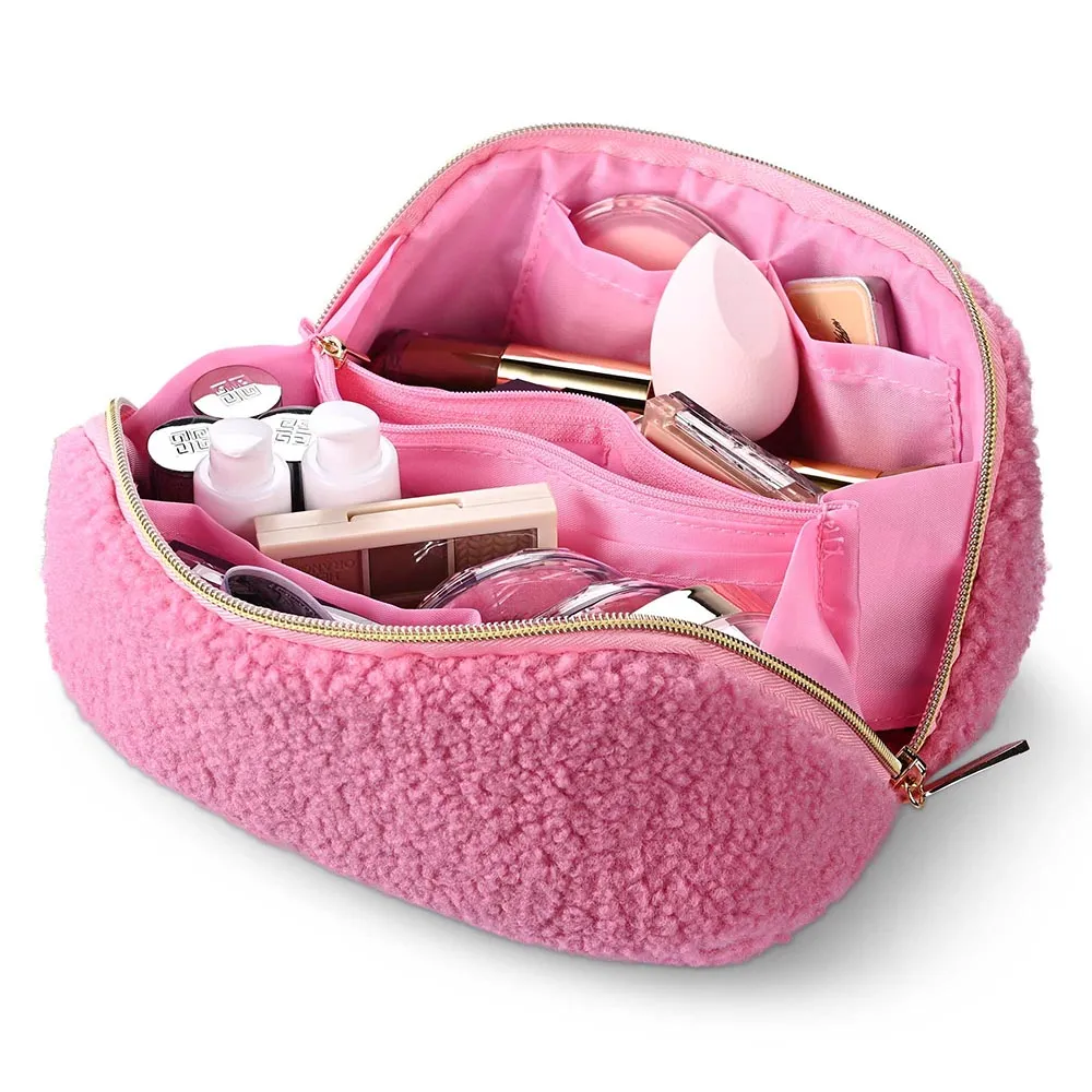 Byootique Essential Teddy Makeup Bag Plush Cosmetic Bag