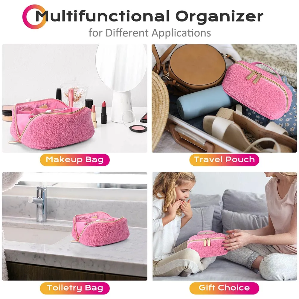 Byootique Essential Teddy Makeup Bag Plush Cosmetic Bag