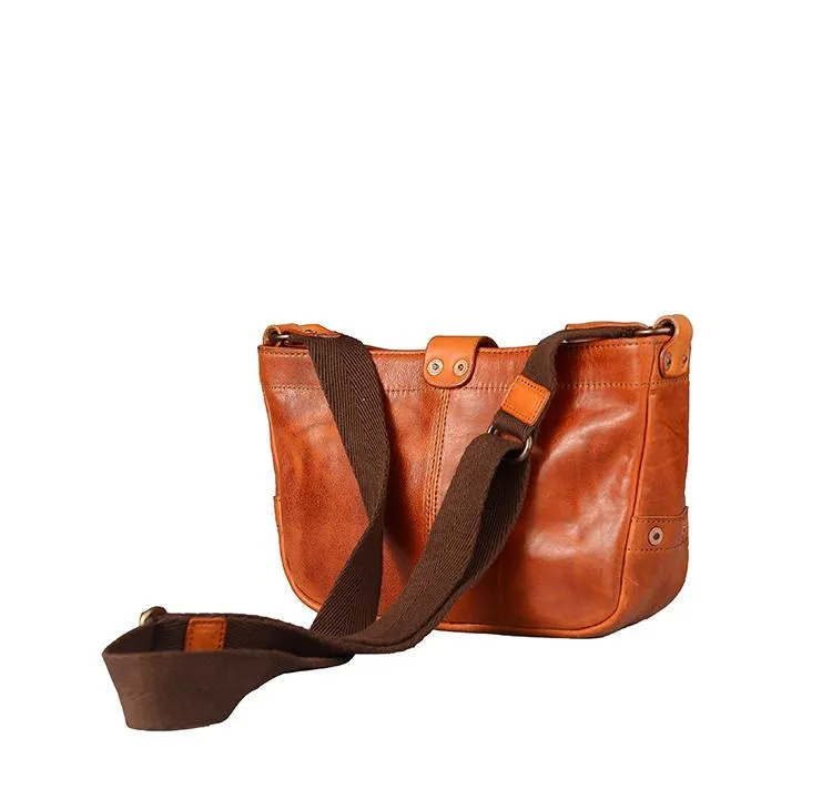 Casual Tan Leather Mens 8 inches Postman Bag Side Bag Brown Leather Messenger Bags Courier Bag For Men
