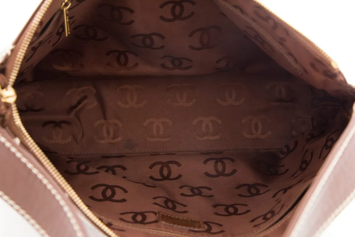 Chanel Brown Surpique Hobo Handbag