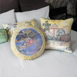 Chinoiserie Luxurious Royal Garden Round Throw Pillow