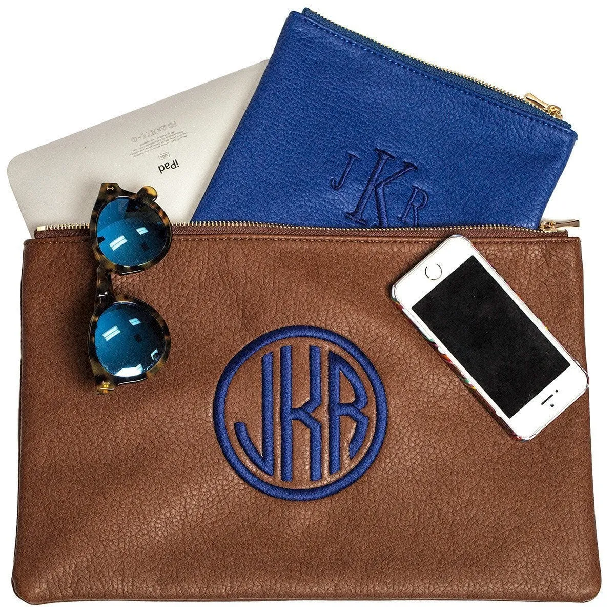 Cobalt Monogrammed Personalized Clutch