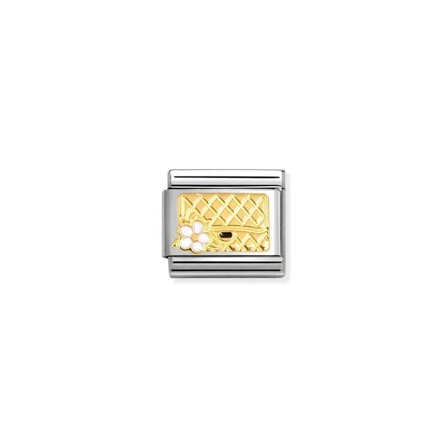 Composable Classic Bag With White Flower Link - Gold - 030272/94