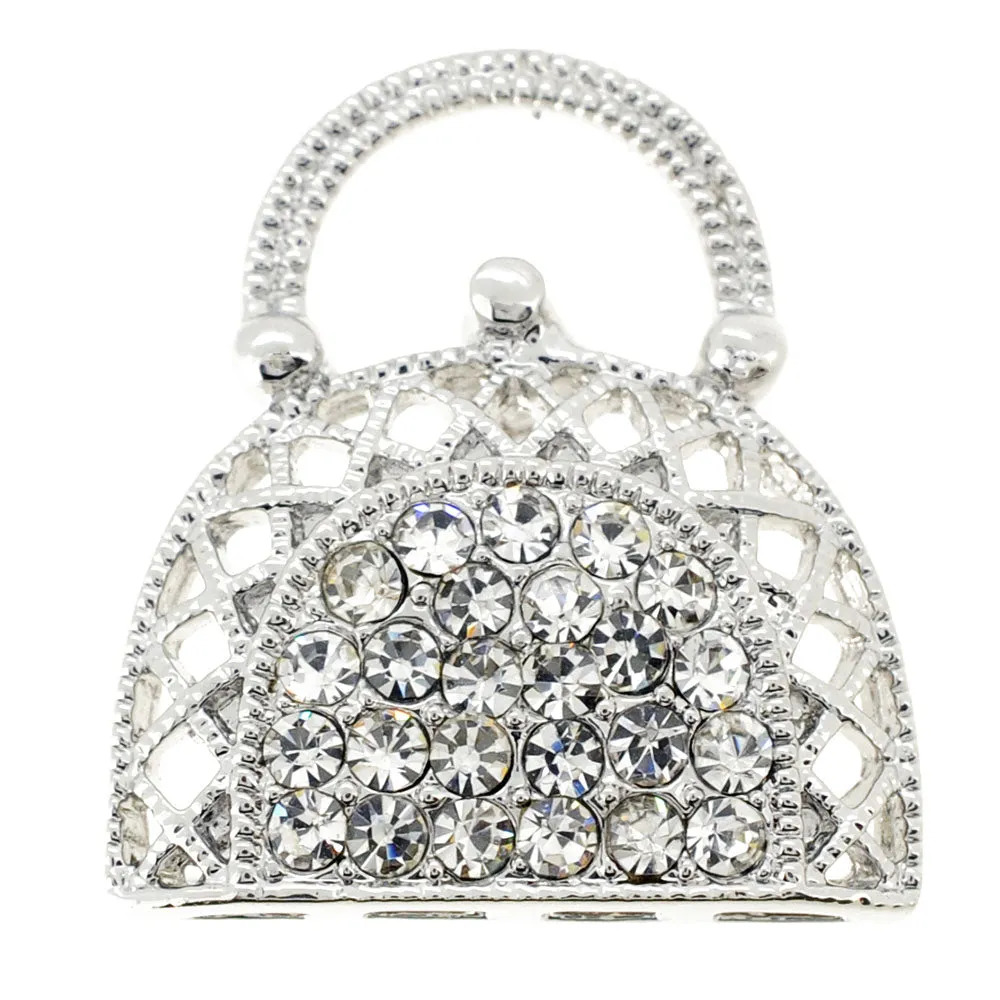 Crystal Lady Handbag Pin Brooch