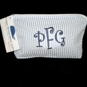 Custom Monogrammed Cosmetic Bag Seersucker