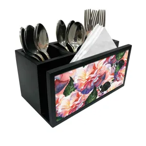 Cutlery Tissue Holder Napkin Stand -  Watercolor Flower and Leaf