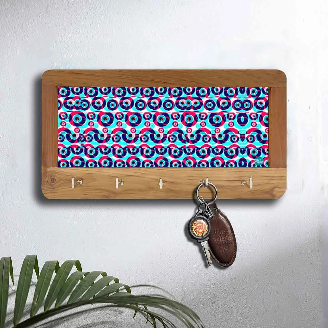 Designer  Wall Mount Wooden Key Holder for Home & Office - Evil Eye Protector