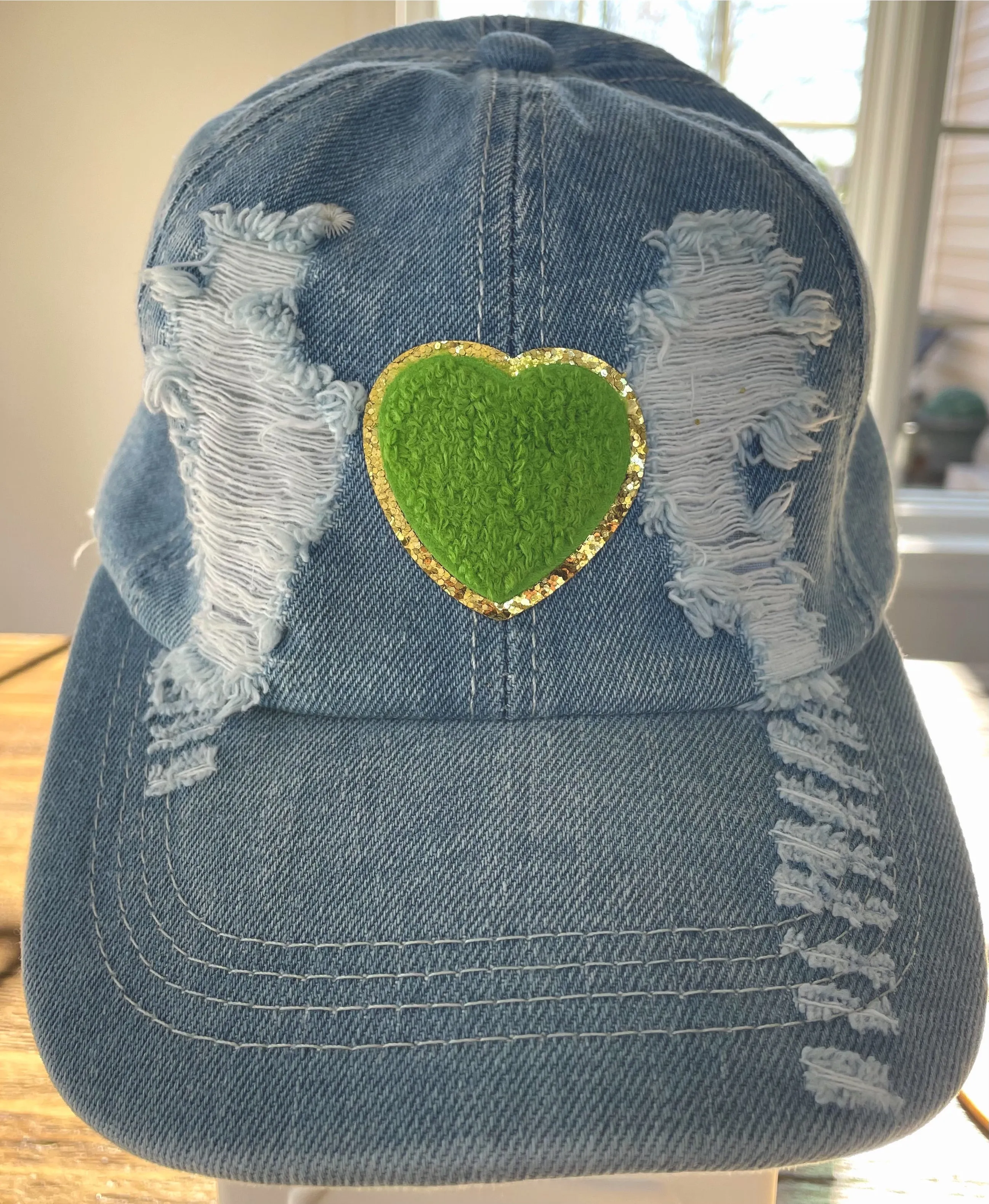 Distressed Denim Patch Hat